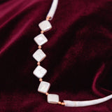 Diamond Shaped Pearl + 2 Dentallium Necklace